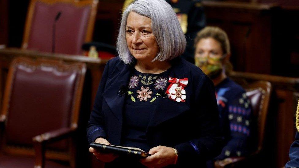 Mary Simon is sworn in as the first indigenous Governor General of Canada during a ceremony in the Senate chamber in Ottawa, Ontario, Canada in 2021.