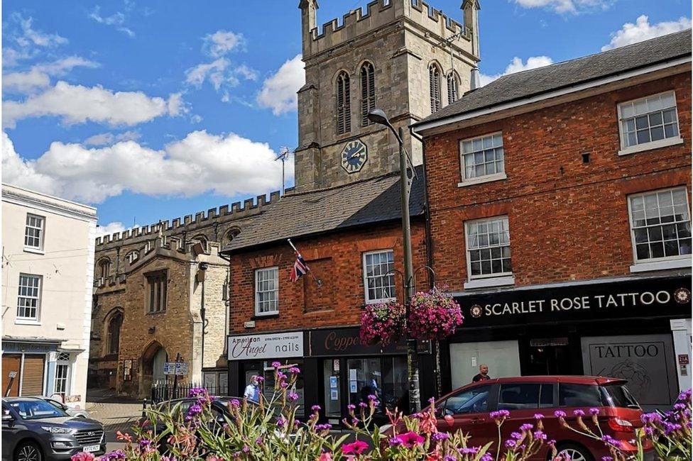 A floral display in Newport Pagnell