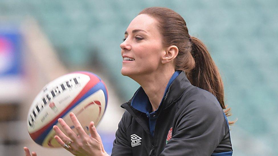 Duchess of Cambridge, Catherine plays rugby