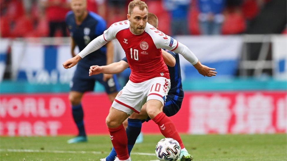 Christian Eriksen playing against Finland