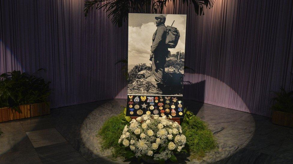 A Castro tribute at the Jose Marti memorial, Havana