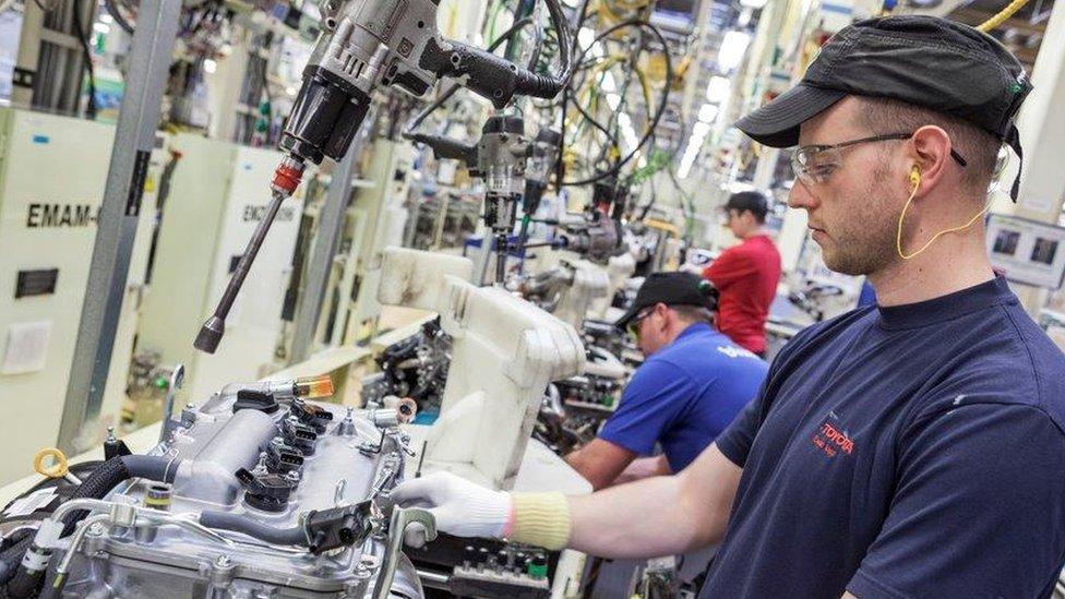 Workers on Toyota's production line at Deeside