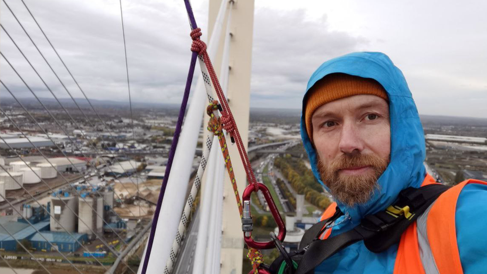 Morgan Trowland, on the QEII bridge