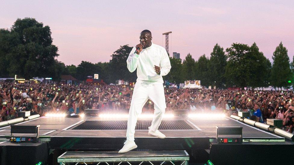 Stormzy performing at Wireless