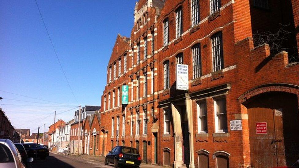 Globe Leather Works factory in Dunster Street, Northampton.