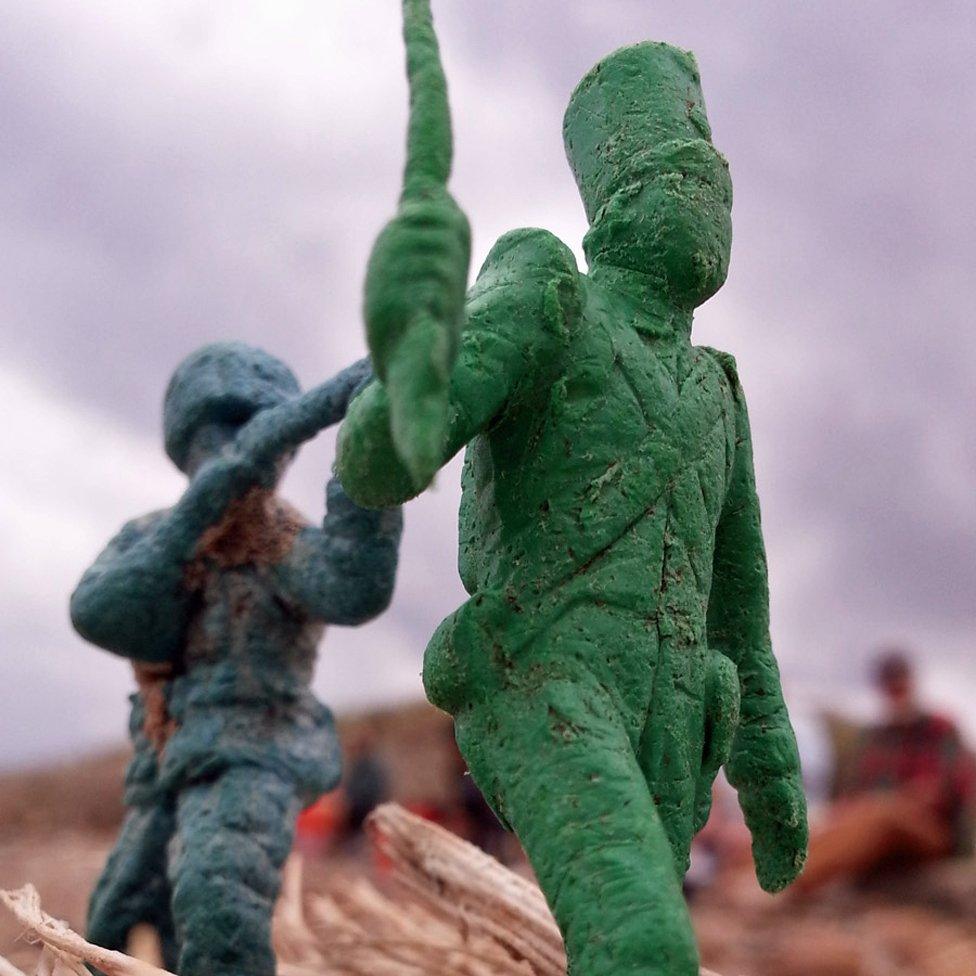 Tsunami debris - a plastic toy soldier that came ashore in Hawaii