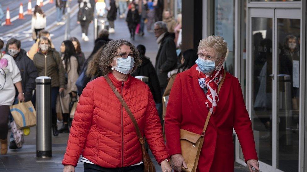 Shoppers in masks in Birmingham