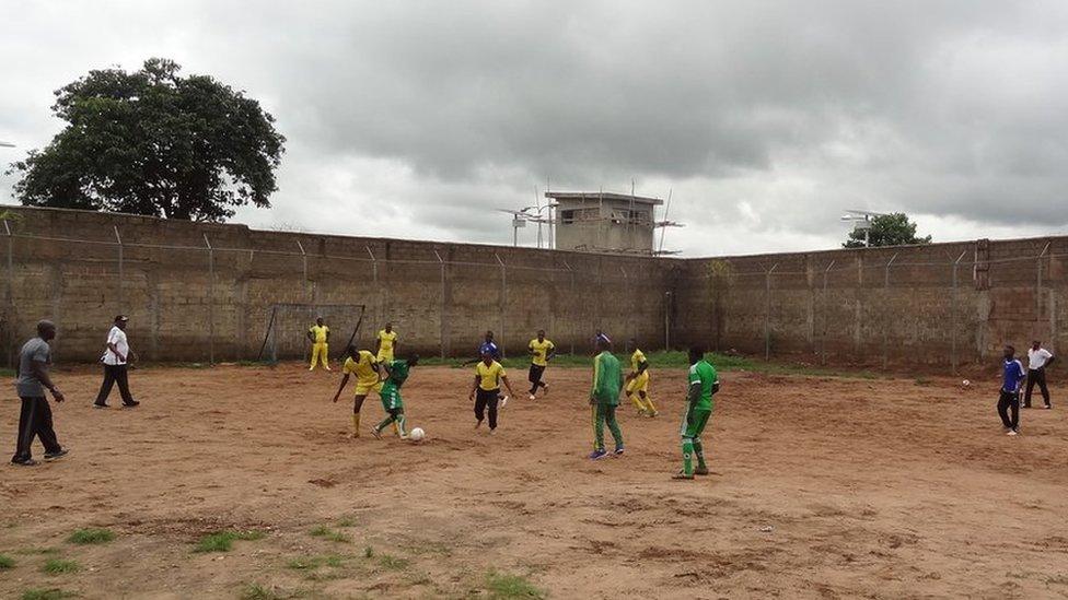 Ex-Boko Haram members play football in prison in Nigeria