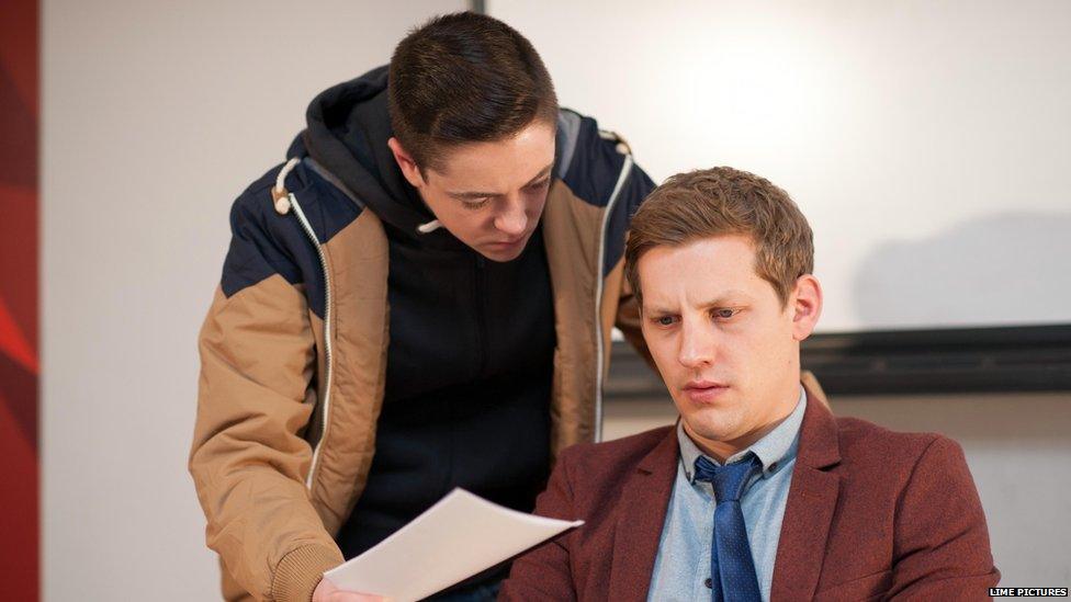 Keith Rice as Finn and James Sutton as JP McQueen