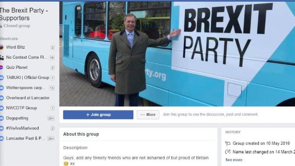 A screenshot of the "Brexit Party - Supporters" group