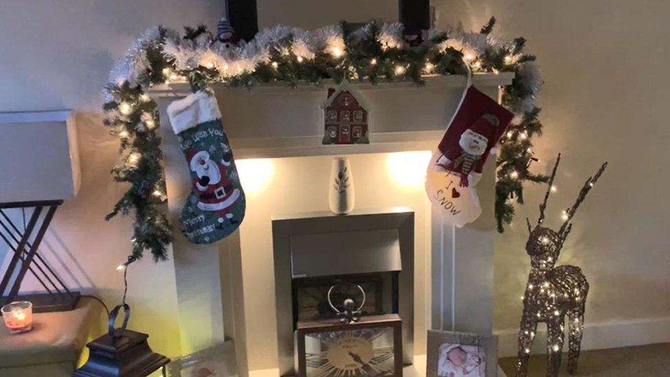 A close up fireplace decorations