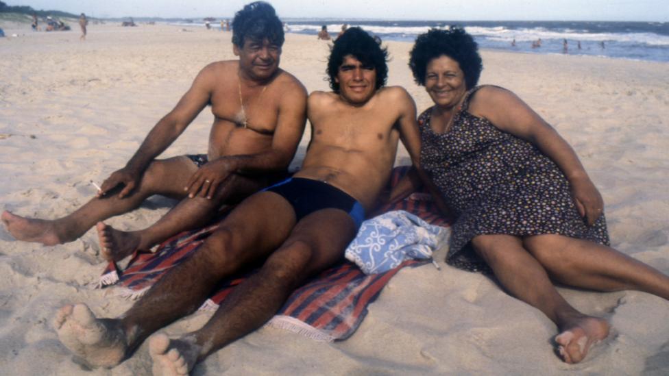 The new film shows footage of a young Maradona with his mother Dalma and father, also named Diego