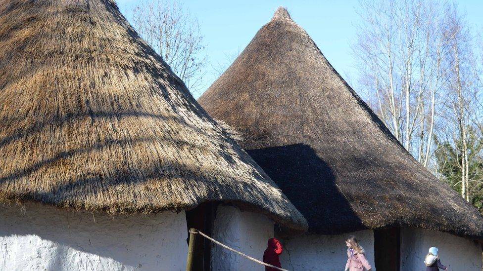 The ancient buildings have been recreated by members of the public