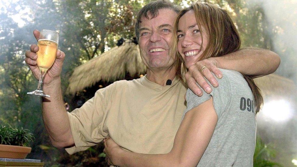 Tony Blackburn and Tara Palmer-Tomkinson on 'I'm a Celebrity Get Me Out Of Here' in 2002