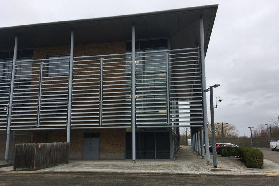 Unused fire control centre building in Waterbeach