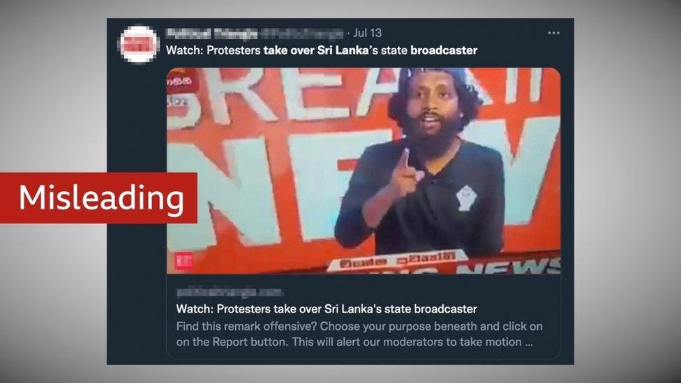 Misleading claim from news outlet says protesters took over national broadcaster in Sri Lanka