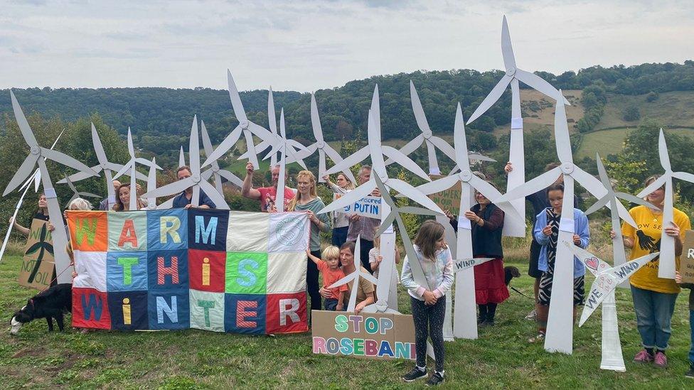 Anti-fracking/pro-renewable protest in Monkton Combe