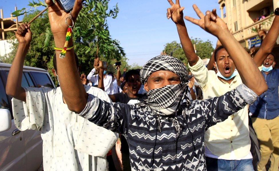 Demonstrators in Khartoum