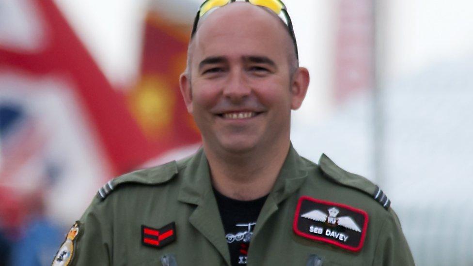 Flight Lieutenant Davey smiling at the Royal International Air Tattoo in 2015