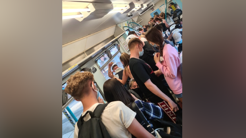 Barry to Cardiff packed train