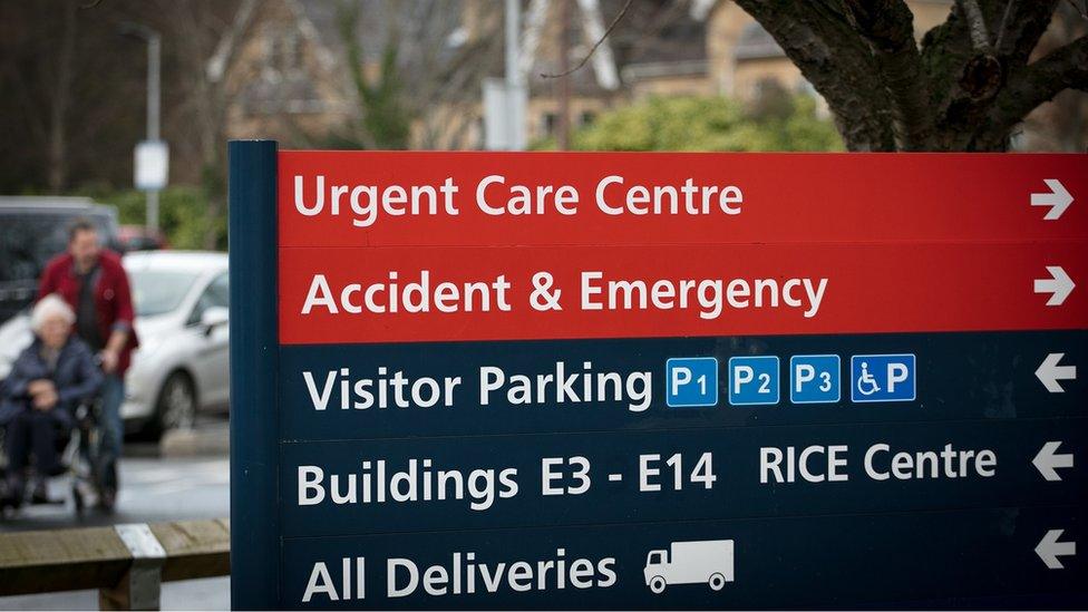 Sign at main entrance of Royal United Hospital in Bath