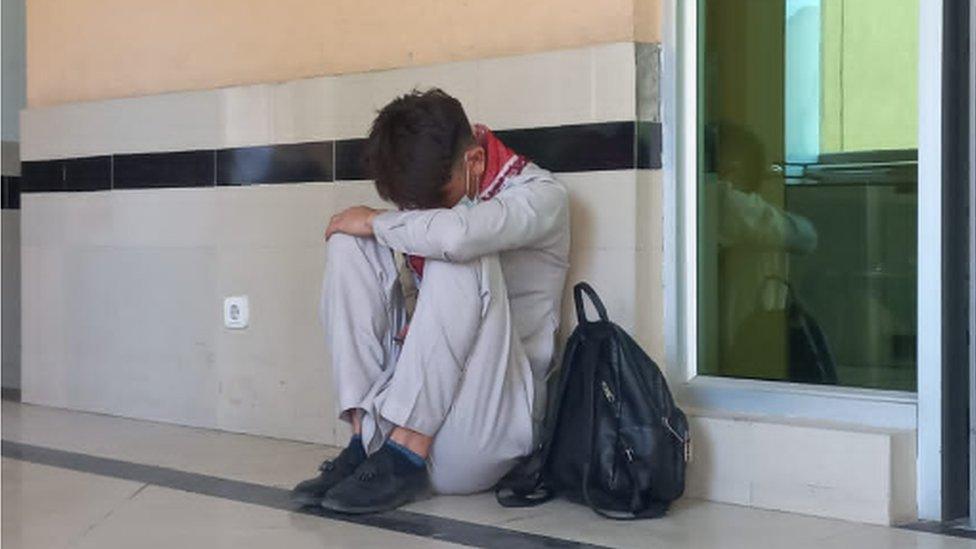 Young man at hospital after the attack