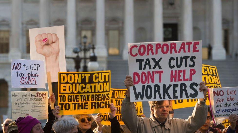 Protesters rally against the bill outside Congress earlier this week