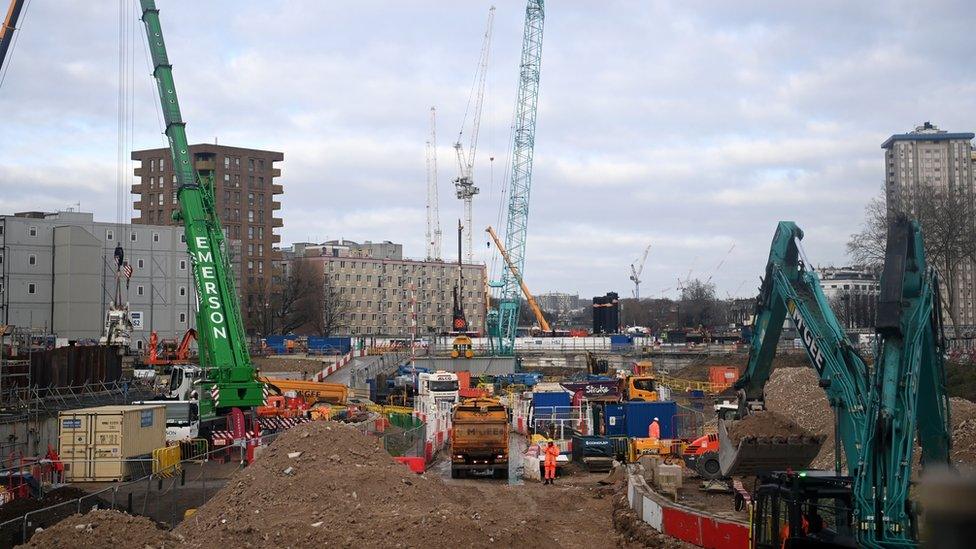 HS2 construction site in Euston