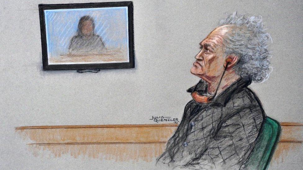 Julia Quenzler drawing of Aravindan Balakrishnan in court