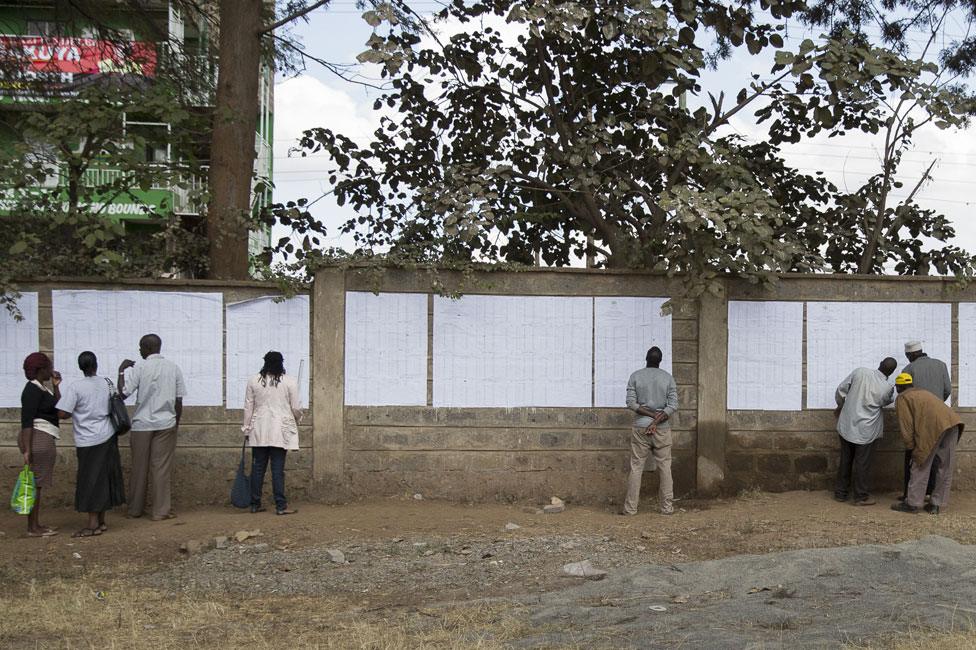 Checking long printed lists of voters' names in Dandora