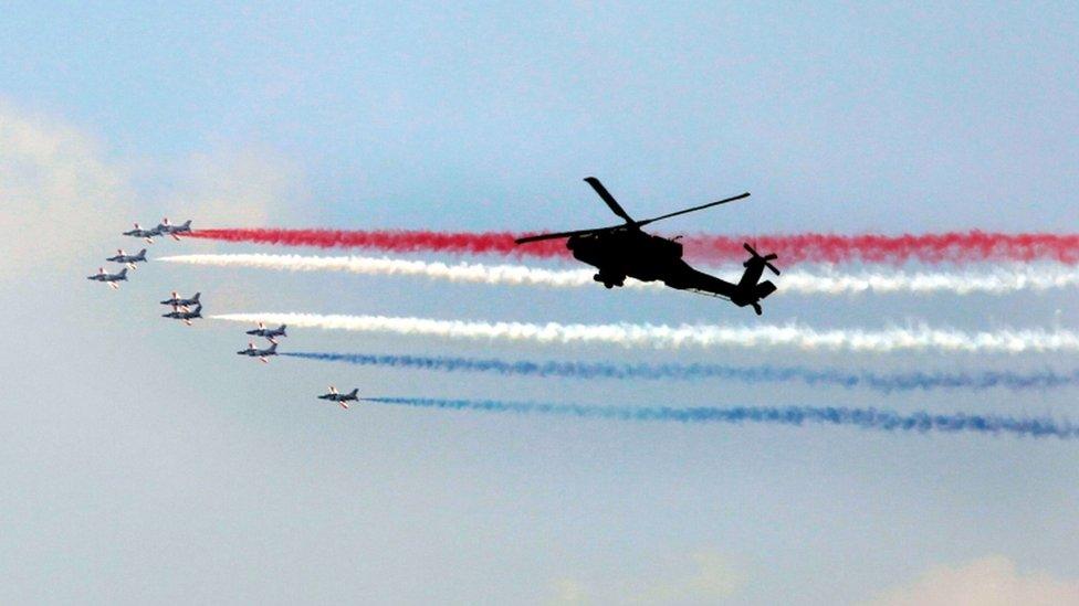 Jets accompanied the swearing-in ceremony in central Cairo