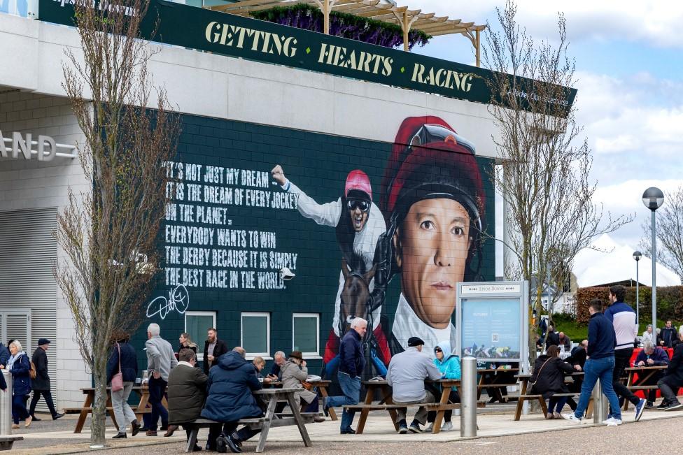 Frankie Dettori on the Duchess Stand at Epsom Downs Racecourse