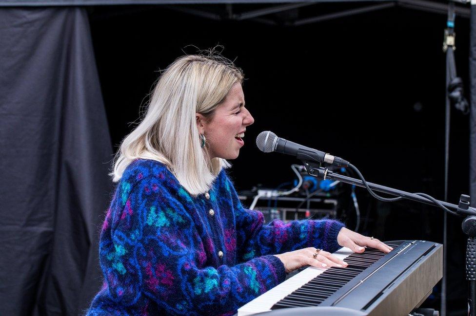 A musician performing at the festival