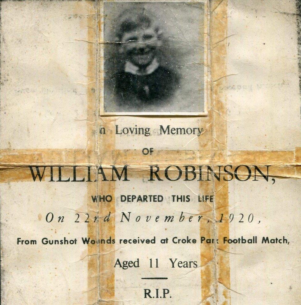 William Robinson's memorial card