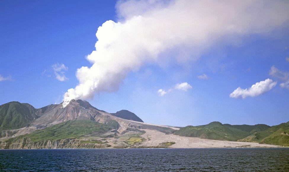 volcano spewing smoke