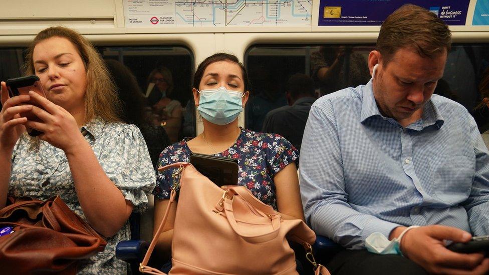 Passengers on Jubilee Line Tube