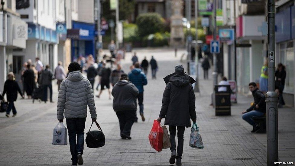 Shoppers in the centre of Bridgend