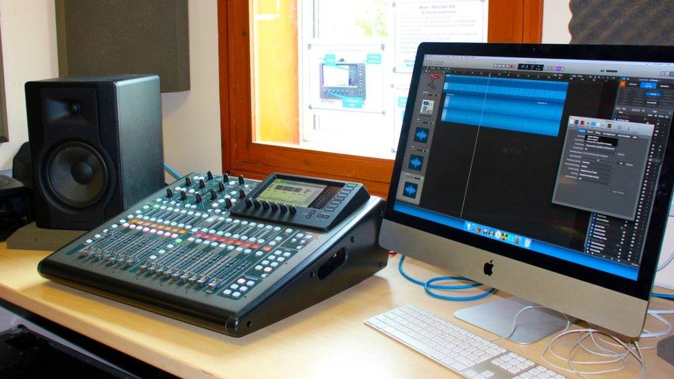 Mixing desk at Farlingaye High School