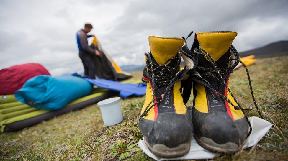 A pair of boots in the camp