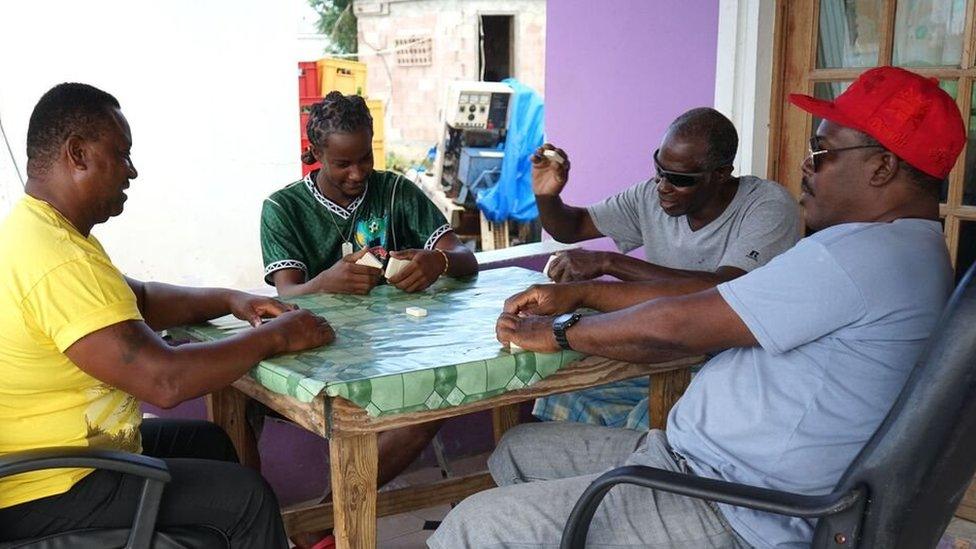 Barbudans playing dominoes