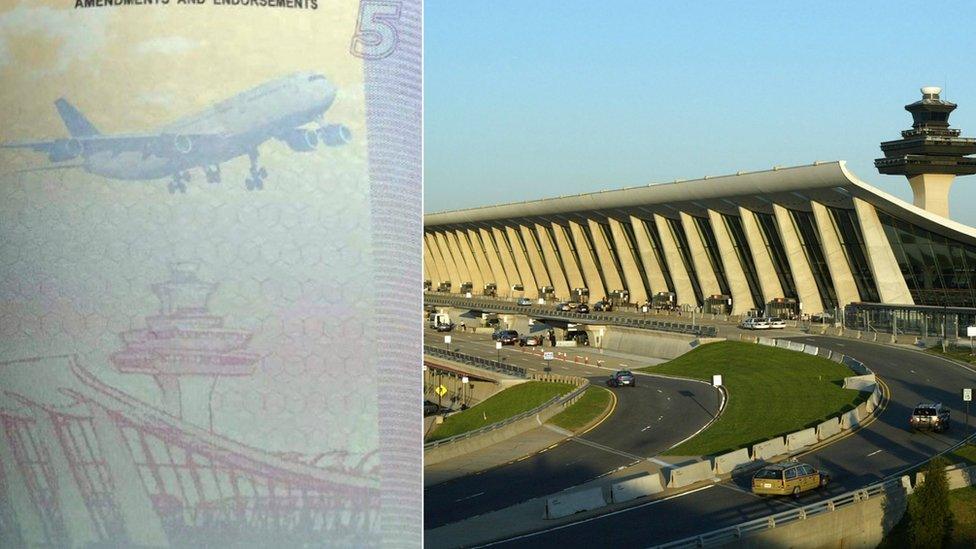 Composite image showing Dulles Airport and the new Taiwanese passport