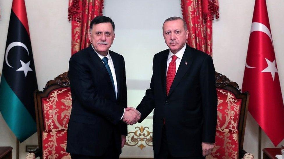 Fayez al-Sarraj and Recep Tayyip Erdogan