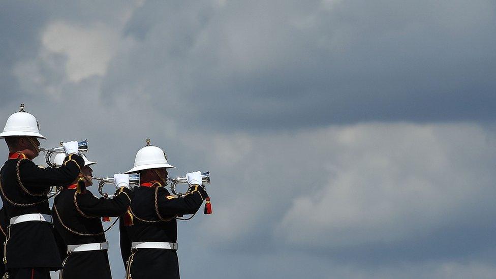 Buglers played the Last Post to end the ceremony