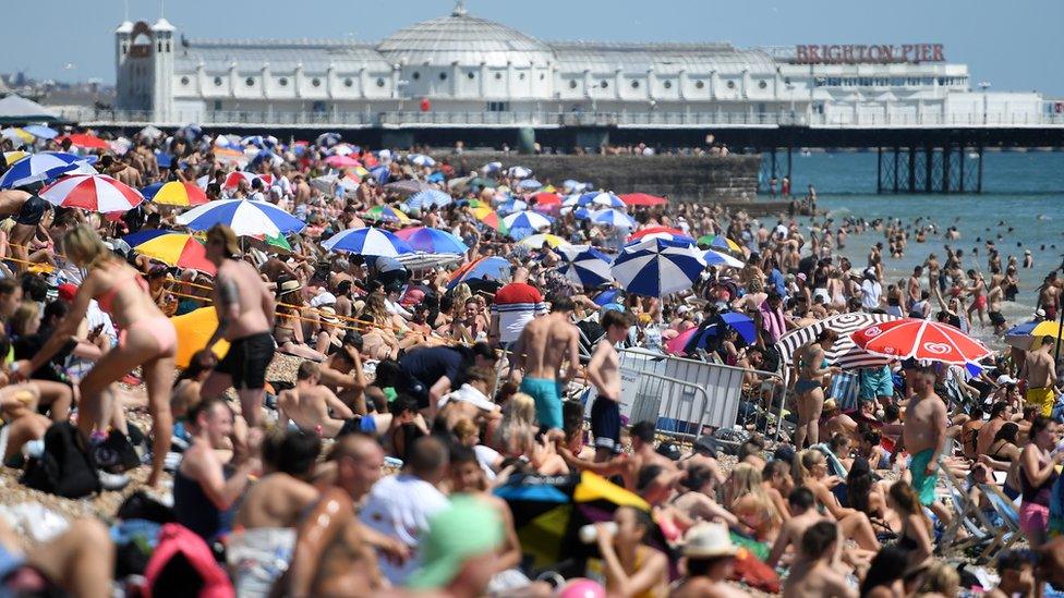 Further along the south coast, Brighton beach was also busy