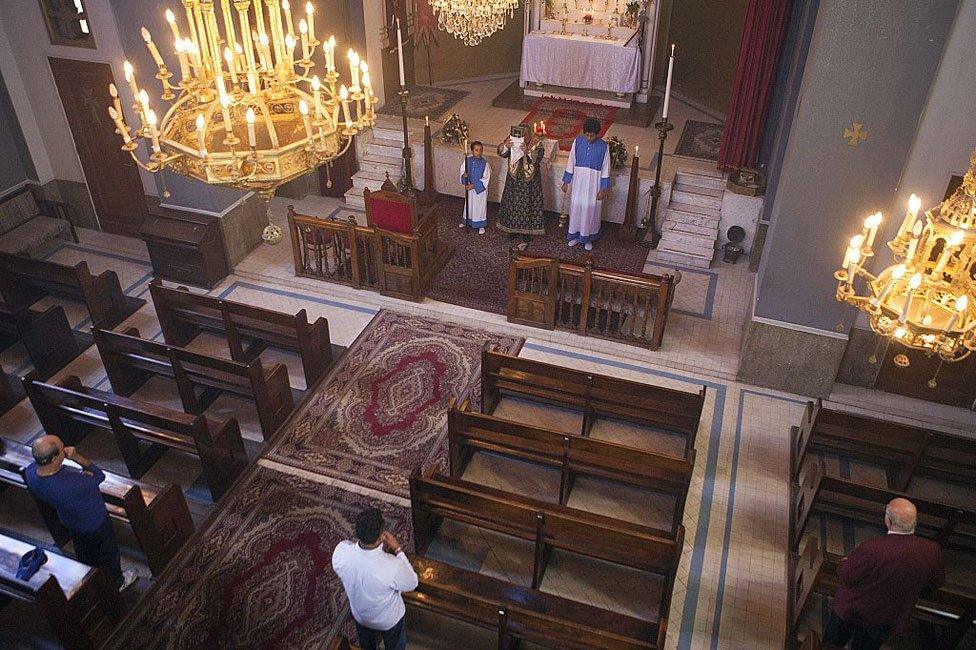 Inside the church