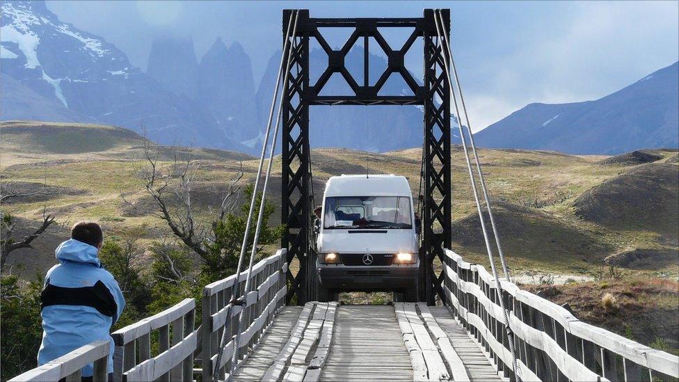 Driving over a bridge