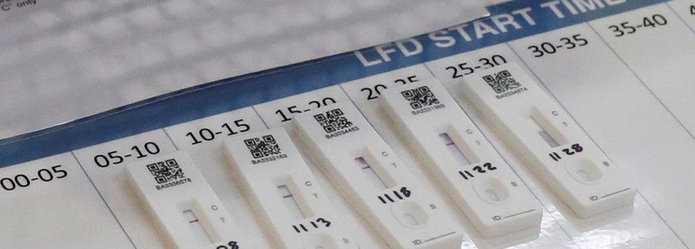 Lateral flow tests seen at a testing centre in Newcastle
