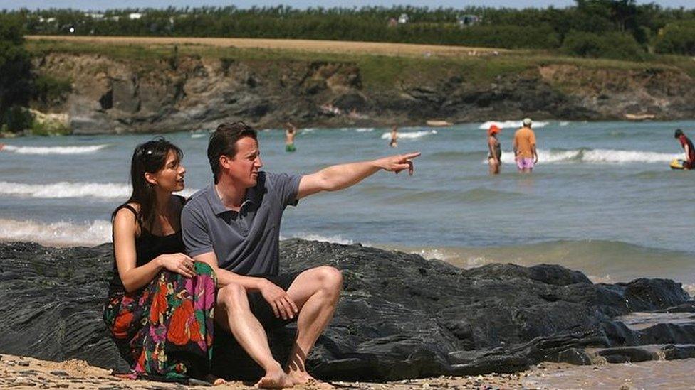 David Cameron and Samantha Cameron in Cornwall in 2008