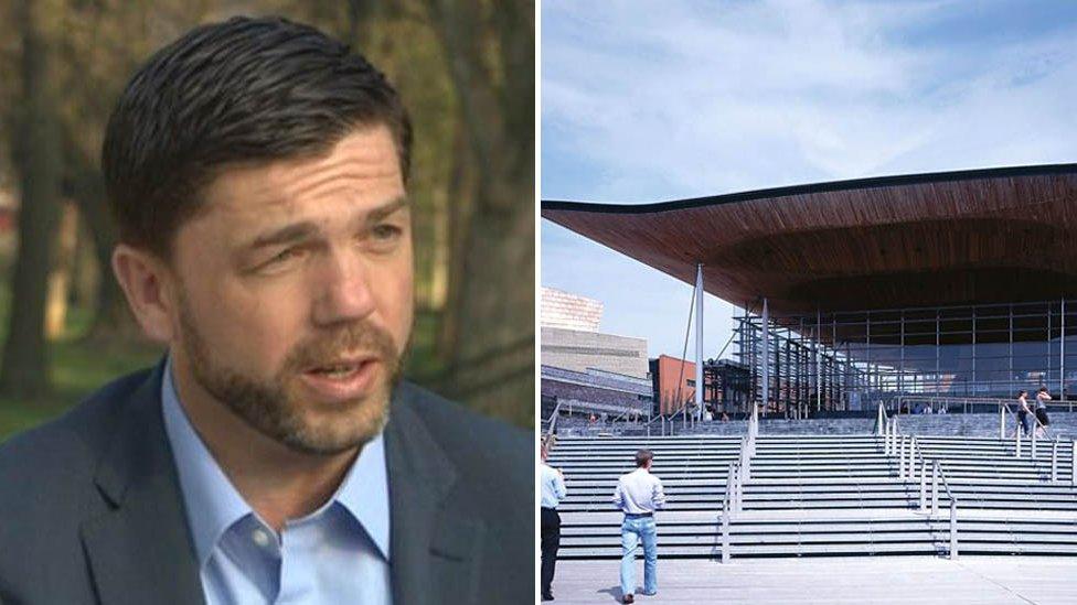 Stephen Crabb and the Senedd building