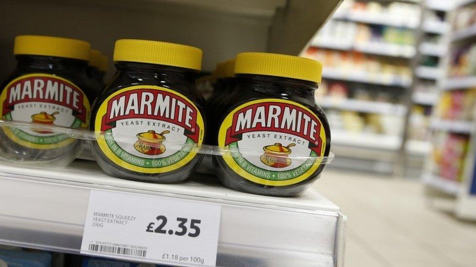 Jars on Marmite on a supermarket shelf